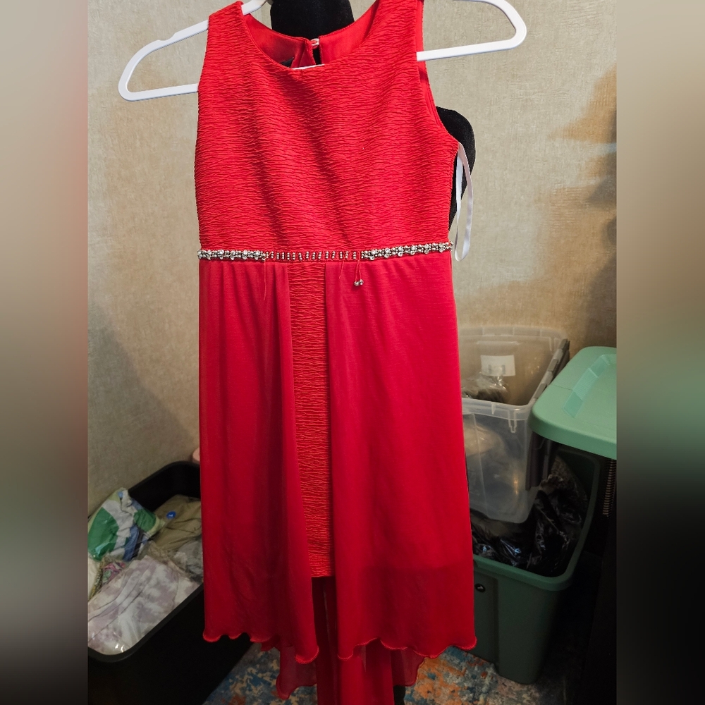 BCX Red Kids Dress with Sparkling Waistband ***flawed See Pic***